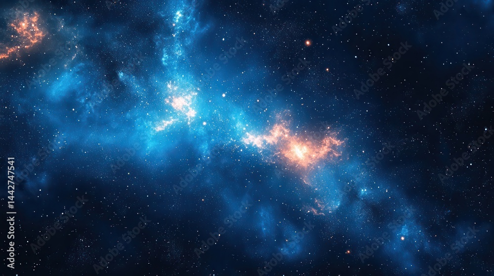 Vibrant cosmic nebula with stars and bright interstellar dust Vibrant cosmic nebula with stars and bright interstellar dust
