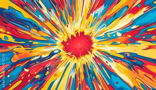 Colorful Explosion Art Design with Abstract Lines