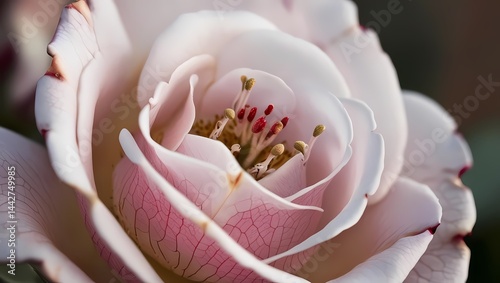 Beautiful close-up of a pink rose in full bloom showcasing delicate petal details