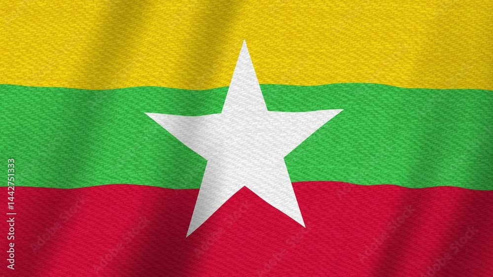 Myanmar flag background with seamless loop