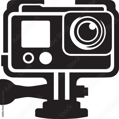 GoPro hero camera silhouette vector art illustration. GoPro hero camera vector icon.