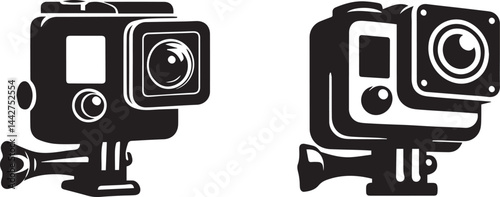 GoPro hero camera silhouette vector art illustration. GoPro hero camera vector icon.