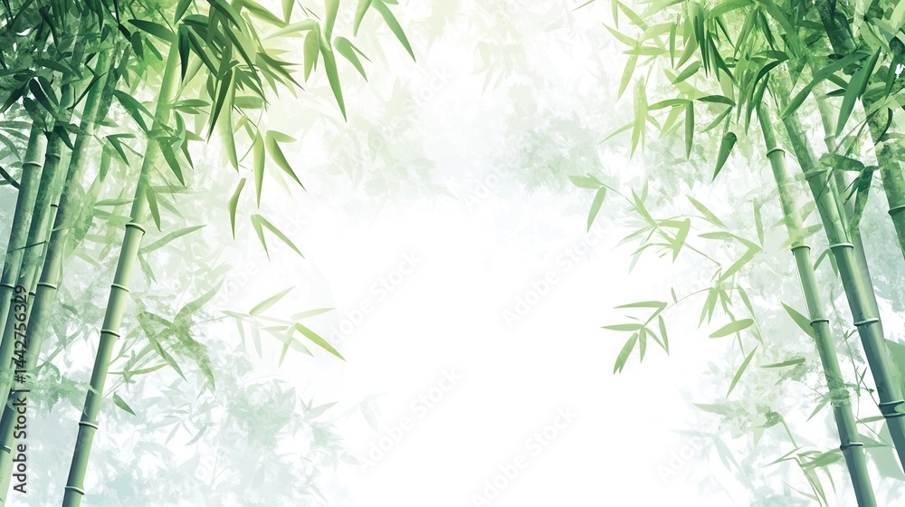 Fototapeta premium Lush green bamboo forest with sunlight.