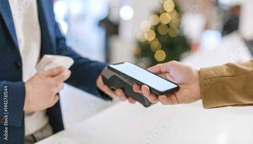 person is using a mobile device to pay for at a store