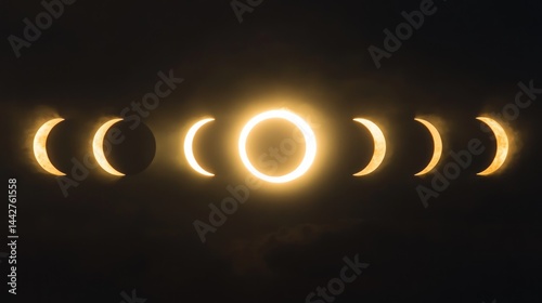 Solar eclipse stages, various phases