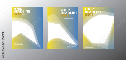 Editable vector book cover templates with horizontal bold dynamic colorful designs for professional annual report, magazine, booklet, proposal, portfolio, brochure, poster and projects