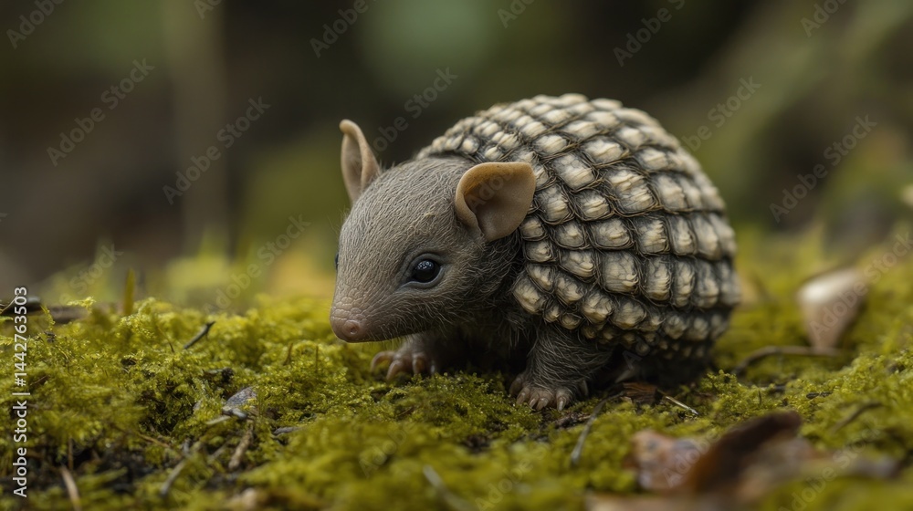 Obraz premium Tiny, adorable armadillo in natural habitat