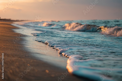 Waves gently crashing on a ...