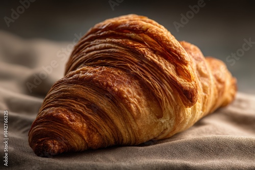 Golden, flaky croissant wit...