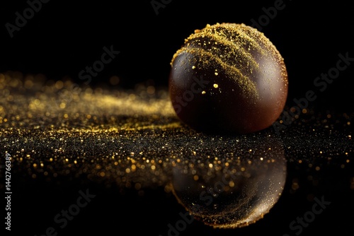 Round chocolate ball dusted...