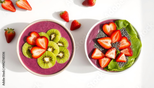 Obraz na płótnie Colorful Smoothie Bowls with Fresh Fruits w salonie