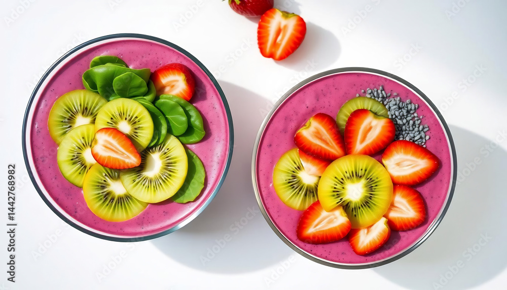 Colorful Smoothie Bowls with Fresh Fruits