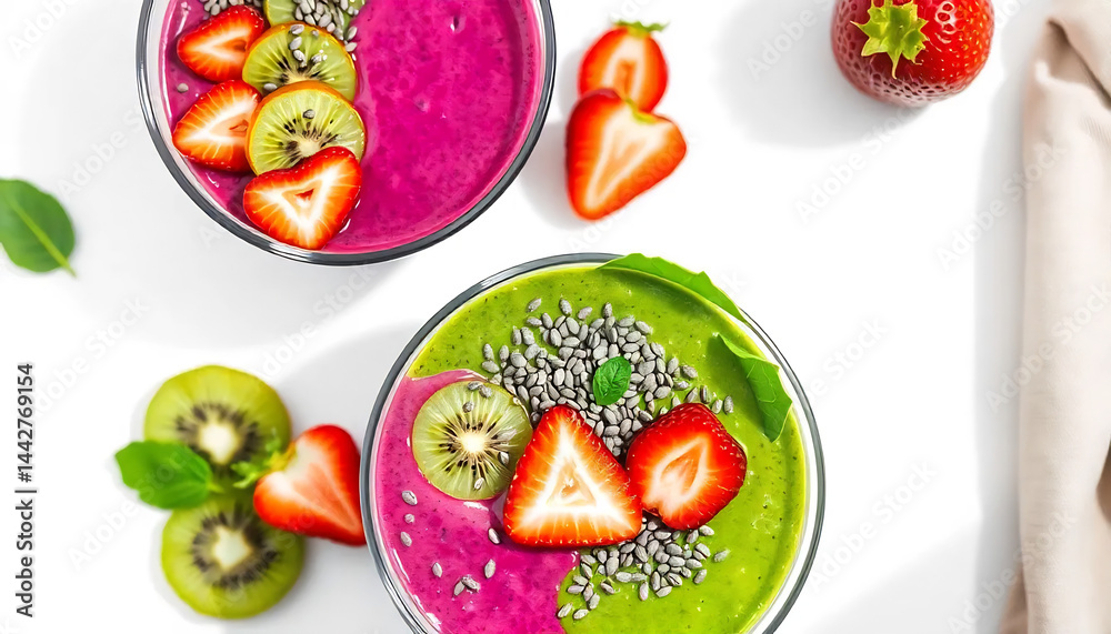 Colorful Smoothie Bowls with Fresh Fruits