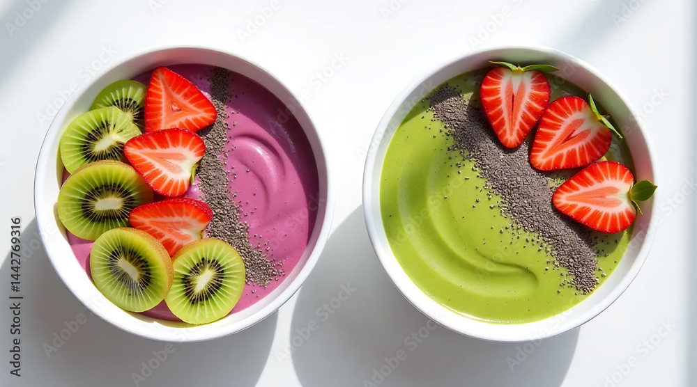 Colorful Smoothie Bowls with Fresh Fruits