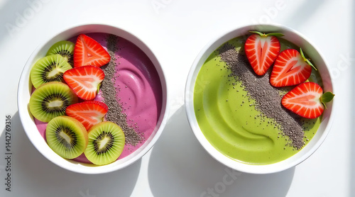 Obraz na płótnie Colorful Smoothie Bowls with Fresh Fruits w salonie