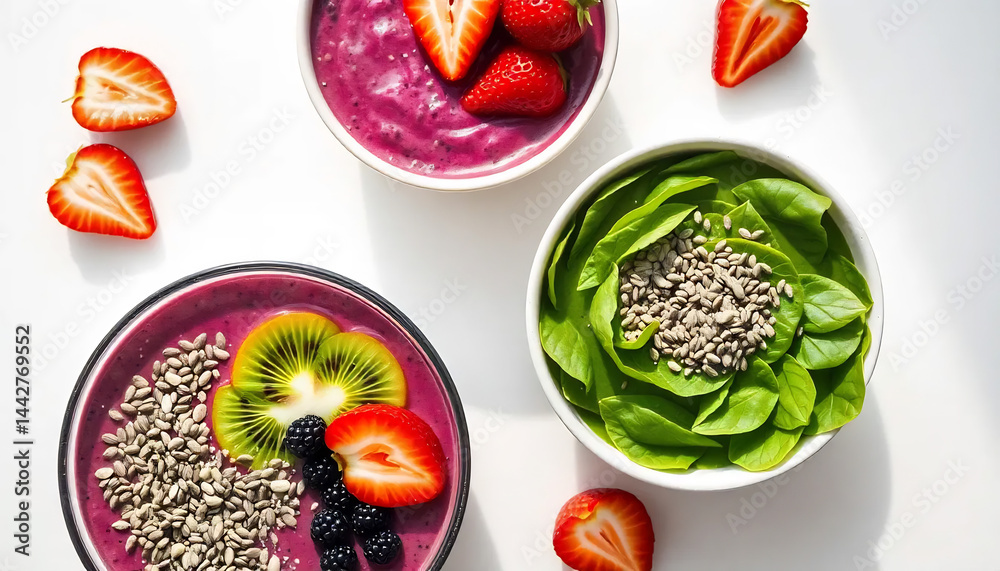 Colorful Smoothie Bowls with Fresh Fruits