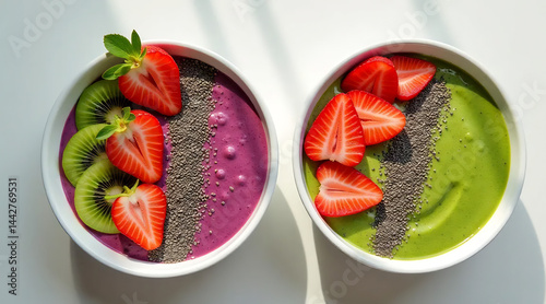 Obraz na płótnie Colorful Smoothie Bowls with Fresh Fruits w salonie