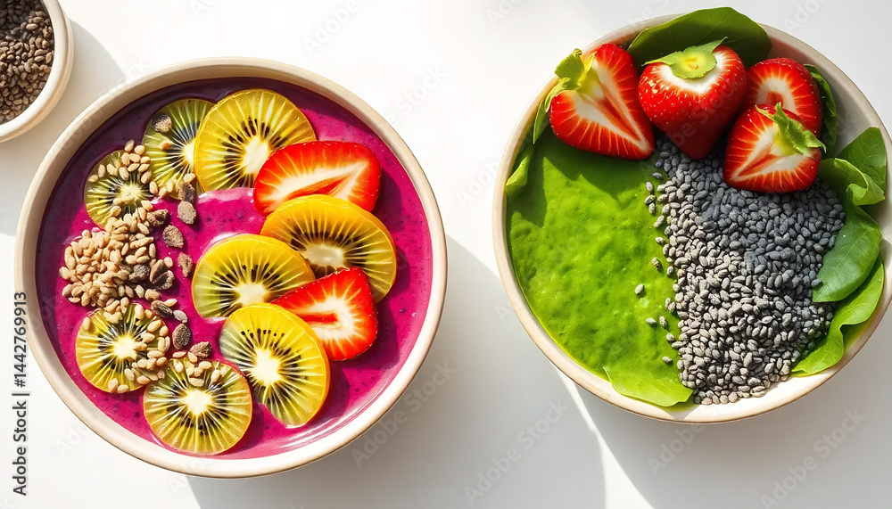 Colorful Smoothie Bowls with Fresh Fruits