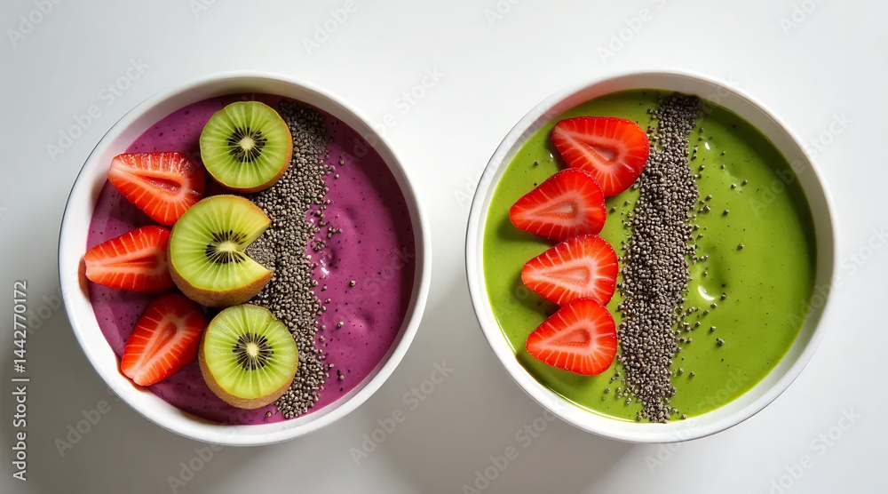 Colorful Smoothie Bowls with Fresh Fruits