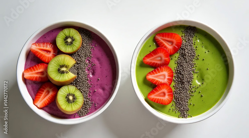 Obraz na płótnie Colorful Smoothie Bowls with Fresh Fruits w salonie