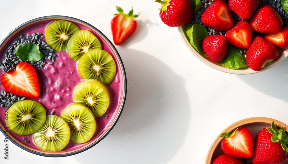 Colorful Smoothie Bowls with Fresh Fruits