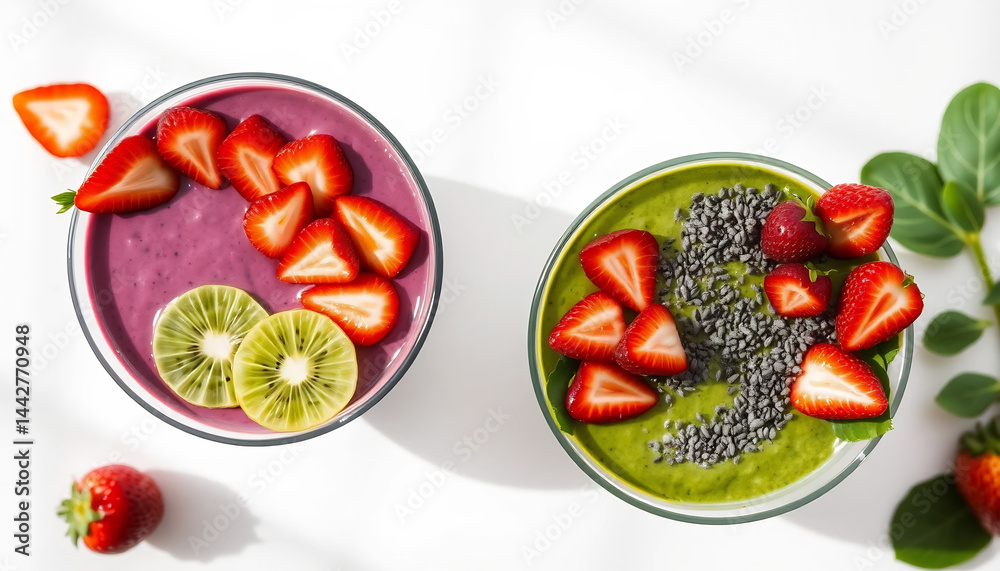 Colorful Smoothie Bowls with Fresh Fruits