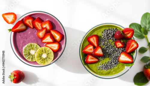 Obraz na płótnie Colorful Smoothie Bowls with Fresh Fruits w salonie