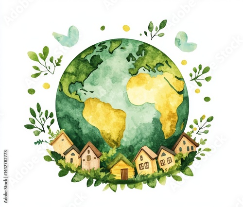 Earth with Eco-Friendly Homes