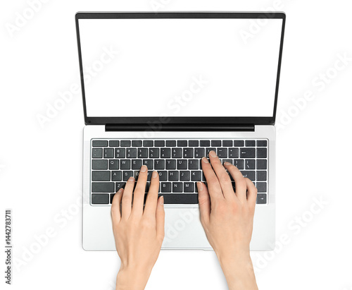 hands typing on laptop