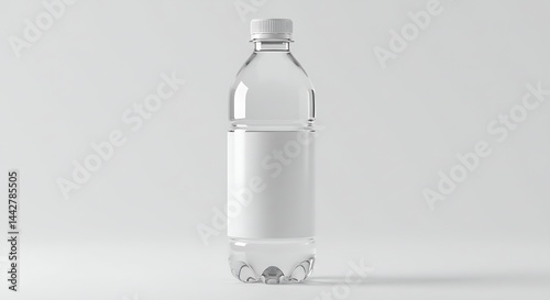 3D render of a plastic water bottle mockup on white background