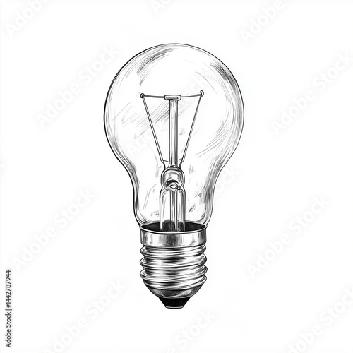 Desenho simples de uma lâmpada amarela brilhante, estilo minimalista com contorno e brilho suave de neon. Ilustração vetorial sobre fundo branco, representando a ideia e criatividade em design