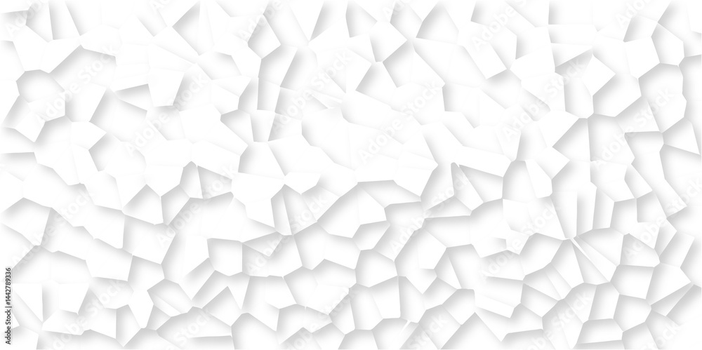 Fototapeta premium Beautiful white and crystallized polygon background. abstract light colorful stone tile pattern with shadow. modern wallpaper, trendy simple minimal geometric background abstract backdrop.