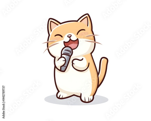 Wallpaper Mural A cheerful, orange cartoon cat joyfully sings into a microphone Torontodigital.ca