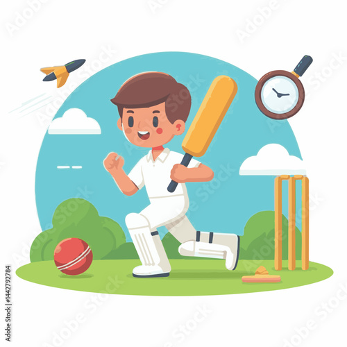 competition, game, player, match, background, team, tournament, championship, play, cricketer, cricket, sportsman, bat, sport, ball, vector, batsman, stadium, champion, illustration, action, design, a