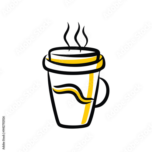 hot coffee cup on white background for web and graphic design