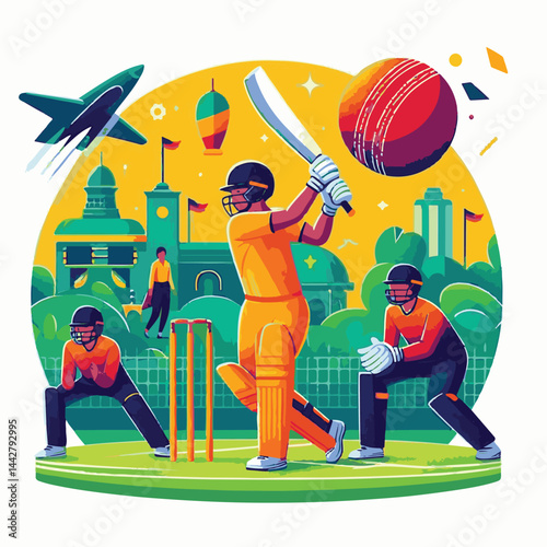 championship, poster, stadium, team, tournament, match, game, cricketer, cricket, batsman, league, competitive, sports, winner, player, banner, contest, background, illustration, ball, champion, vecto