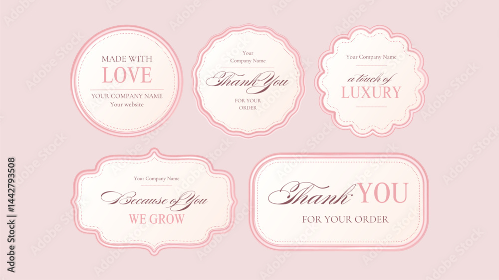 3d Frame Elegant Luxury Metal Royal Border Shape Event Holiday Ornament Business Vintage Pastel Label Tag Set Traditional Invitation Emblem Card Collection