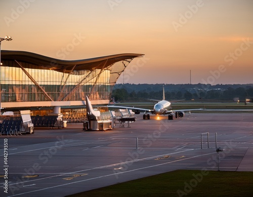 delta airlines terminal on hartsfield jackson atlanta international airport early morning light before sunrise photo