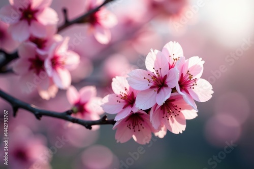 Pink plum blossoms emerge, contrasting white flowers, delicate, detail