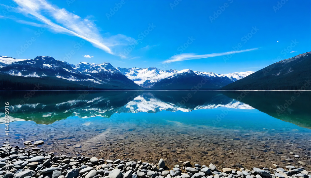 Snow-Capped Mountains Reflecting in a Lake