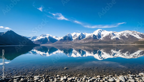 Obraz na płótnie Snow-Capped Mountains Reflecting in a Lake w salonie