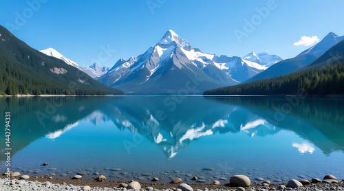 Obraz na płótnie Snow-Capped Mountains Reflecting in a Lake w salonie