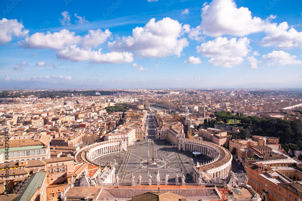 Fototapeta premium St. Peter's Square in Vatican seen from above. Rome, Italy