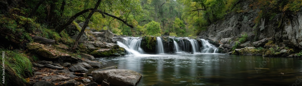 The depth of field in nature makes the waterfall stand out while keeping the background dreamy The depth of field in nature makes the waterfall stand out while keeping the background dreamy