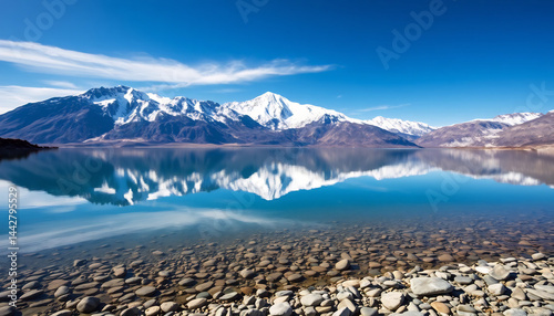 Snow-Capped Mountains Reflecting in a Lake