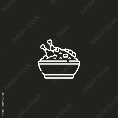 Chicken biryani icon flat vector design