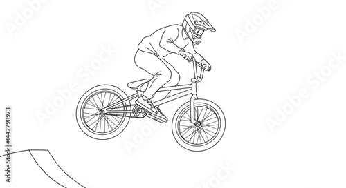 BMX Bike Jump Coloring Page Extreme Sport Fun Outline for Children