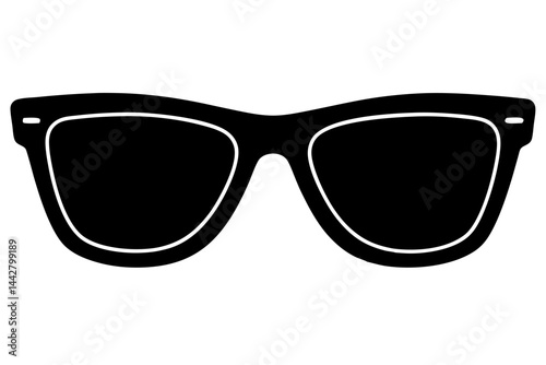 Minimalist silhouette of stylish sunglasses with bold black design