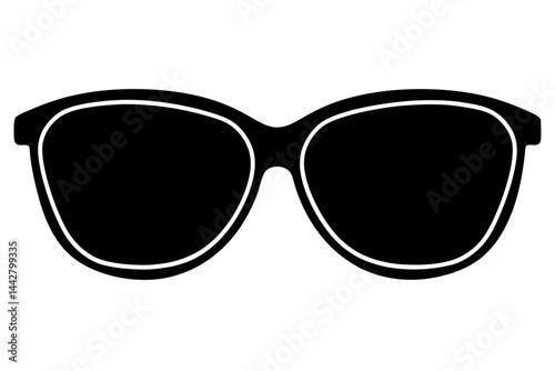 Minimalist silhouette of stylish sunglasses with bold black design