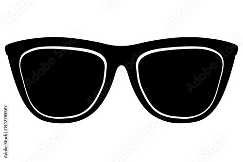 Minimalist silhouette of stylish sunglasses with bold black design